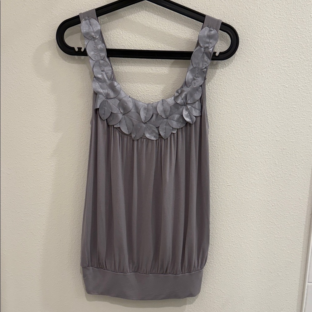 Bobeau Gray Floral Embellished Tank Top